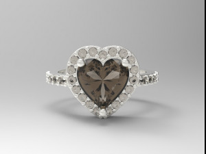 sterling silver heart halo ring jewelry Modèles 3D en vedette