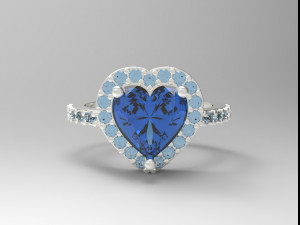 sterling silver heart halo ring jewelry Modèles 3D en vedette