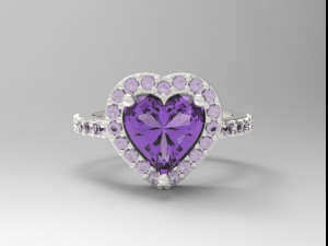 sterling silver heart halo ring jewelry Modèles 3D en vedette