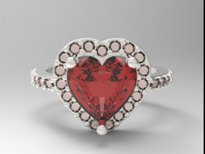 sterling silver heart halo ring jewelry Modèles 3D en vedette