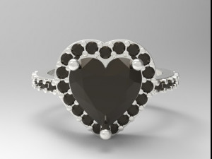 sterling silver heart halo ring jewelry Modèles 3D en vedette