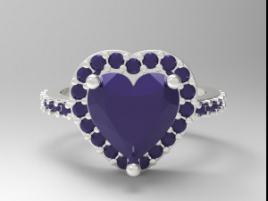 sterling silver heart halo ring jewelry Modèles 3D en vedette