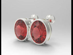 oval gemstone sterling silver stud earrings 3D Print Model