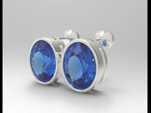 oval gemstone sterling silver stud earrings 3D Print Model