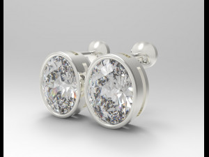 oval gemstone sterling silver stud earrings 3D प्रिंट मॉडल