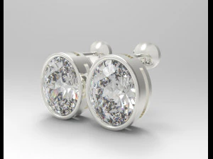oval gemstone sterling silver stud earrings 3D Print Model