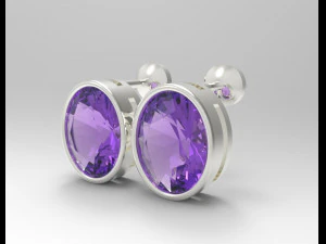 oval gemstone sterling silver stud earrings 3D Print Model