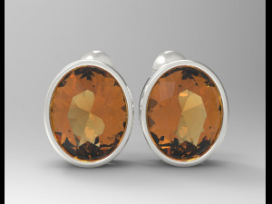 oval gemstone sterling silver stud earrings 3D प्रिंट मॉडल