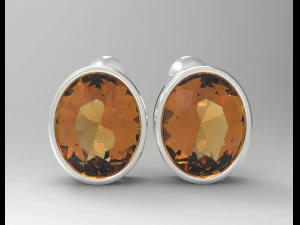 oval gemstone sterling silver stud earrings 3D Print Model
