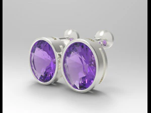 oval gemstone sterling silver stud earrings 3D Print Model