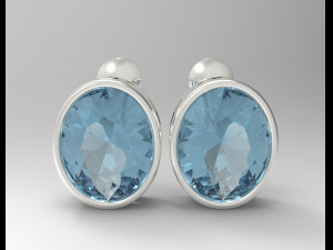 oval gemstone sterling silver stud earrings 3D प्रिंट मॉडल