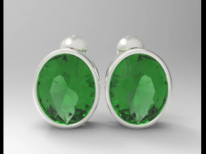 oval gemstone sterling silver stud earrings 3D Print Model