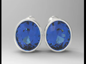 oval gemstone sterling silver stud earrings 3D Print Model
