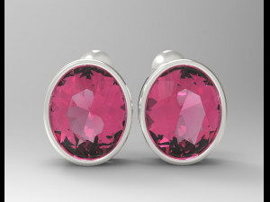 oval gemstone sterling silver stud earrings 3D प्रिंट मॉडल