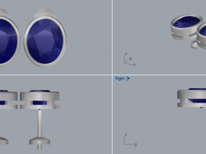 oval gemstone sterling silver stud earrings 3D प्रिंट मॉडल