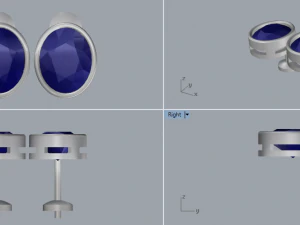 oval gemstone sterling silver stud earrings 3D Print Model