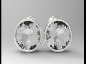 oval gemstone sterling silver stud earrings 3D प्रिंट मॉडल