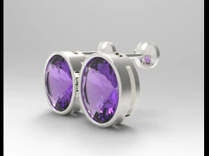 oval gemstone sterling silver stud earrings 3D Print Model