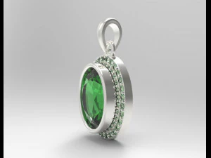 sterling silver halo oval design pendant jewelry 3D Print Model