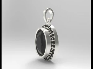 sterling silver halo oval design pendant jewelry 3D Print Model