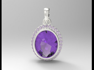 sterling silver halo oval design pendant jewelry 3D Принт Модель