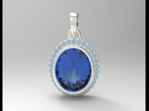 sterling silver halo oval design pendant jewelry 3D Принт Модель