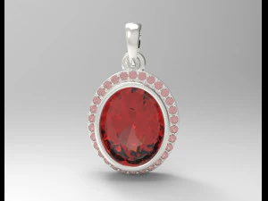sterling silver halo oval design pendant jewelry 3D Print Model