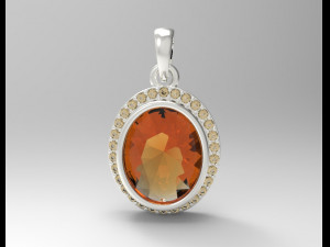 sterling silver halo oval design pendant jewelry 3D Принт Модель
