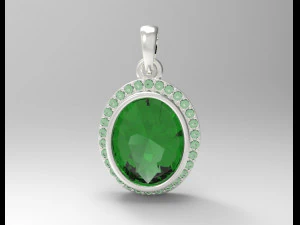 sterling silver halo oval design pendant jewelry 3D Print Model