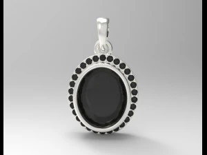 sterling silver halo oval design pendant jewelry 3D Print Model