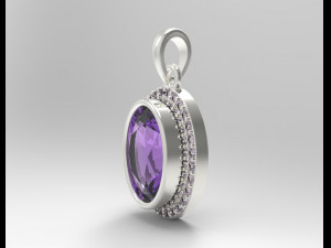 sterling silver halo oval design pendant jewelry 3D Принт Модель