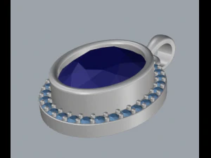 sterling silver halo oval design pendant jewelry 3D Print Model