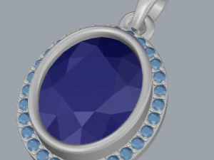 sterling silver halo oval design pendant jewelry 3D Print Model