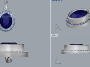 sterling silver halo oval design pendant jewelry 3D Print Model