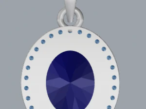 sterling silver halo oval design pendant jewelry 3D Print Model