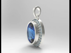 sterling silver halo oval design pendant jewelry 3D Print Model