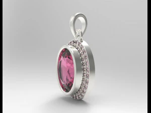 sterling silver halo oval design pendant jewelry 3D Print Model