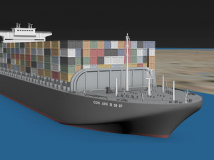 ship blocking suez canal egypt 3D Model