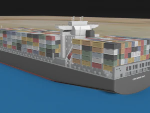 ship blocking suez canal egypt 3D Model