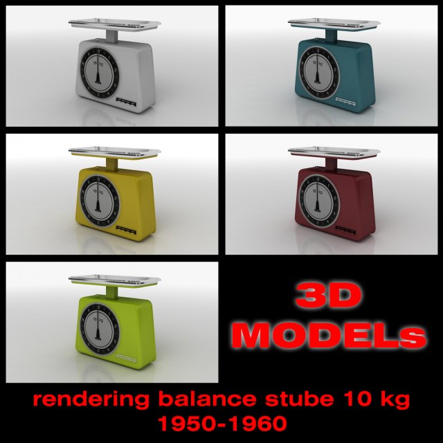 balance scale stube 10 kg old 1950-1960 3D Model .c4d .max .obj .3ds .fbx .stl .blend 