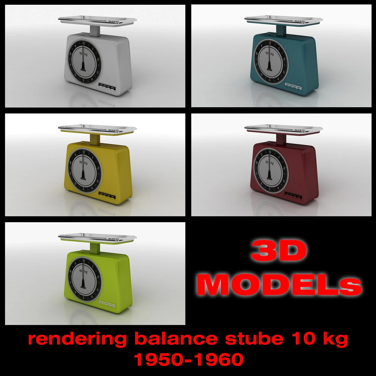 balance scale stube 10 kg old 1950-1960 3D Model .c4d .max .obj .3ds .fbx .stl .blend