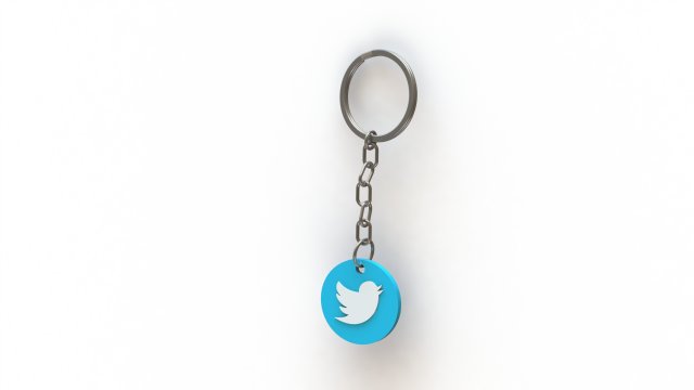 Twitter Keychain 3D Print Model .c4d .max .obj .3ds .fbx .stl .blend 