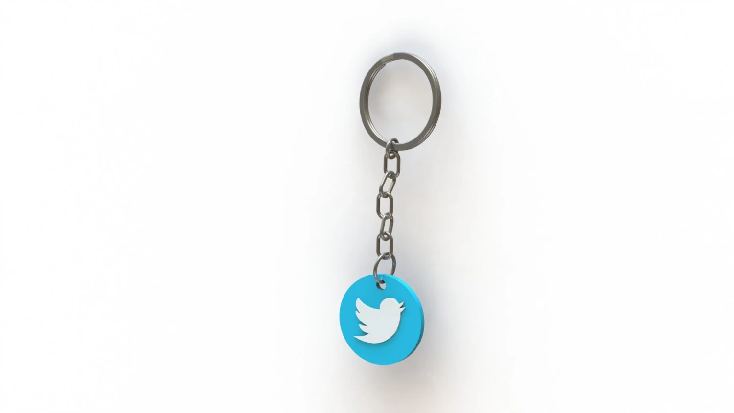 Twitter Keychain 3D Print Model .c4d .max .obj .3ds .fbx .stl .blend