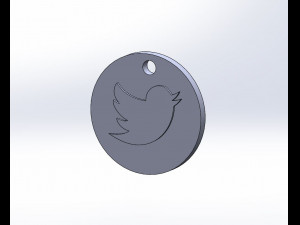 Twitter Keychain 3D Print Model