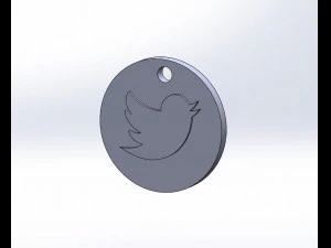 Twitter Keychain 3D Print Model