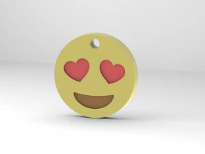 Emoji Keychain - Smiling face with heart eyes 3D Print Model