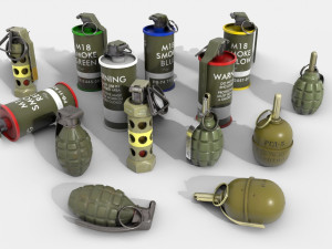 grenade game-ready collection Modelo 3D