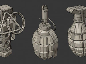 grenade game-ready collection 3D Model