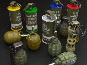 grenade game-ready collection 3D Model