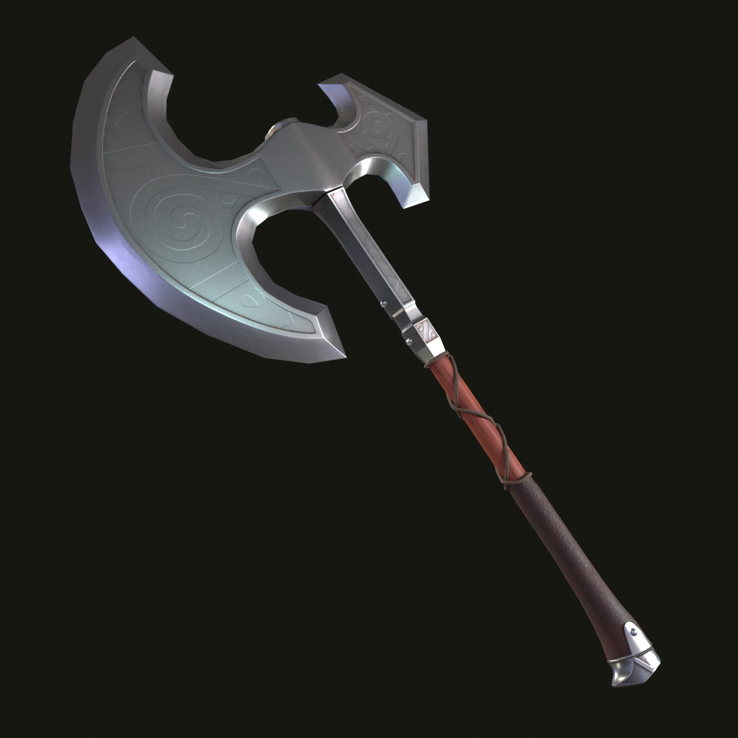 3D Battle axe game-ready 3D Model .c4d .max .obj .3ds .fbx .stl .blend 